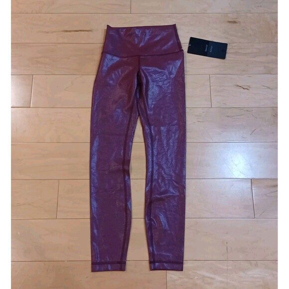 NWT Lululemon Wunder Train HR Tight 25" *Foil -Radiate Foil Print Red Merlot 2 - Picture 5 of 12